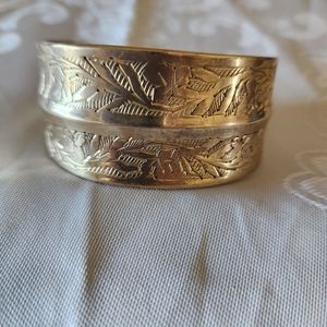 Beautiful Boho Vintage Brass Engraved Cuff Bracelet Rare!